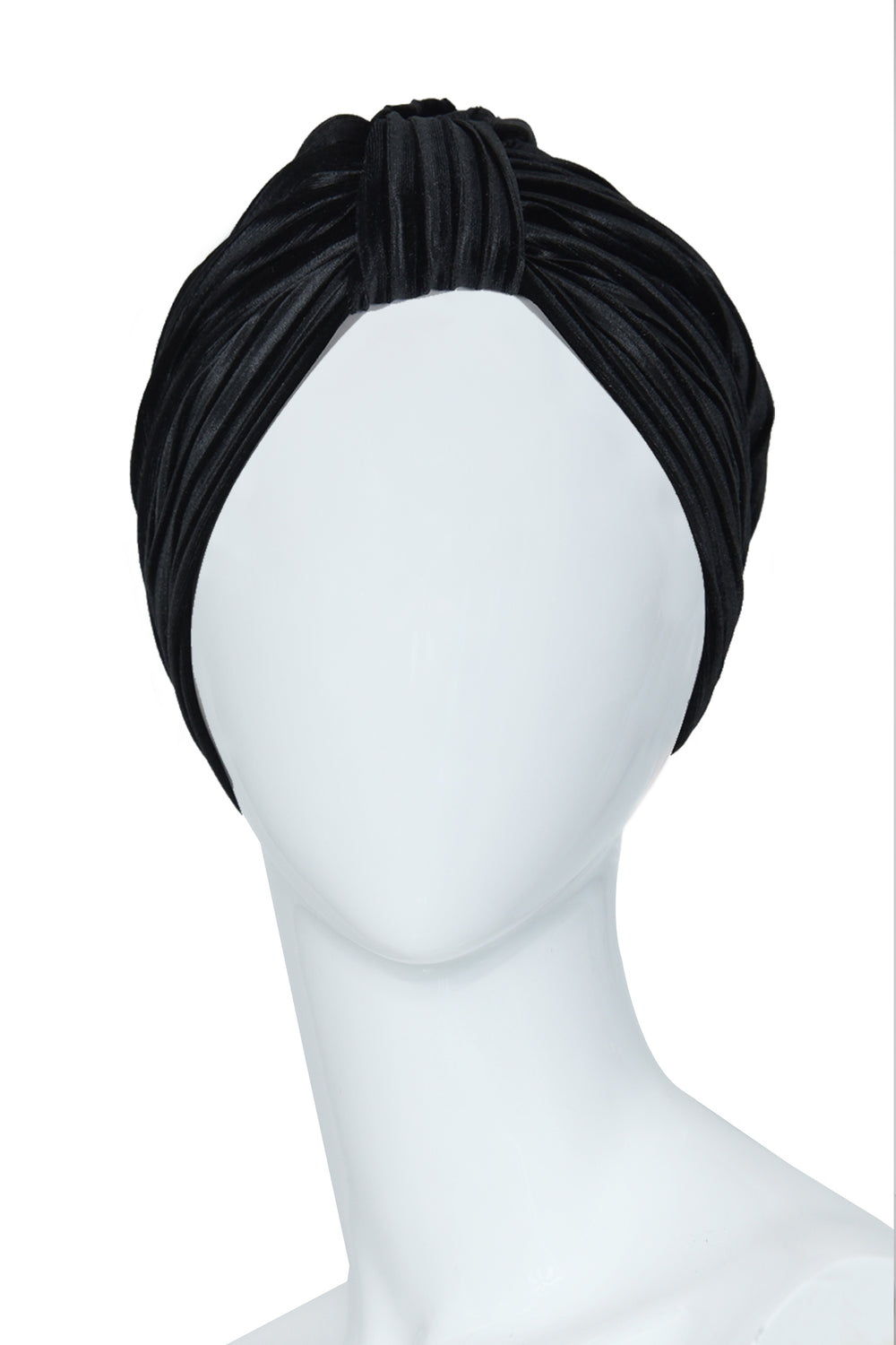 Luxury Black Velvet Pleated Turban | Timeless Women’s Headwrap