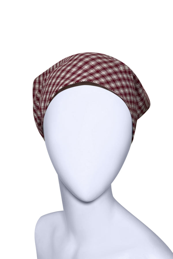 Parisian Style Hair Scarf Red Gingham Checked Bandana ! NEW