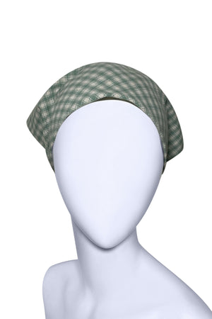 New ! Women’s Hair Bandana Light Green Checked Bandana !