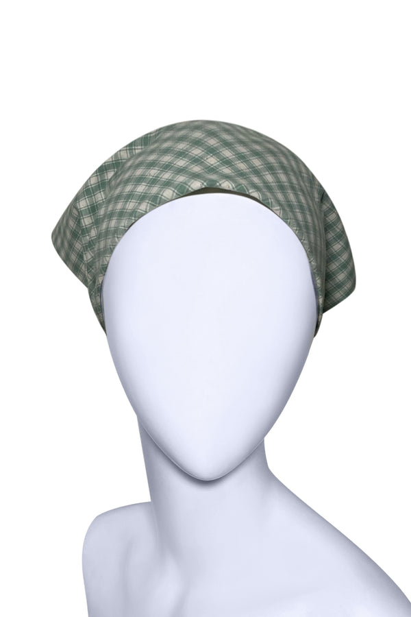 New ! Women’s Hair Bandana Light Green Checked Bandana !