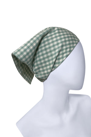 New ! Women’s Hair Bandana Light Green Checked Bandana !