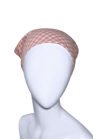 New ! Women’s Hair Bandana Pink Gingham Checked Bandana