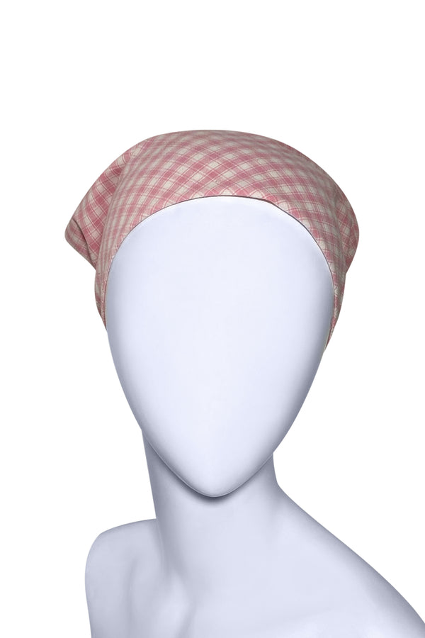 New ! Women’s Hair Bandana Pink Gingham Checked Bandana