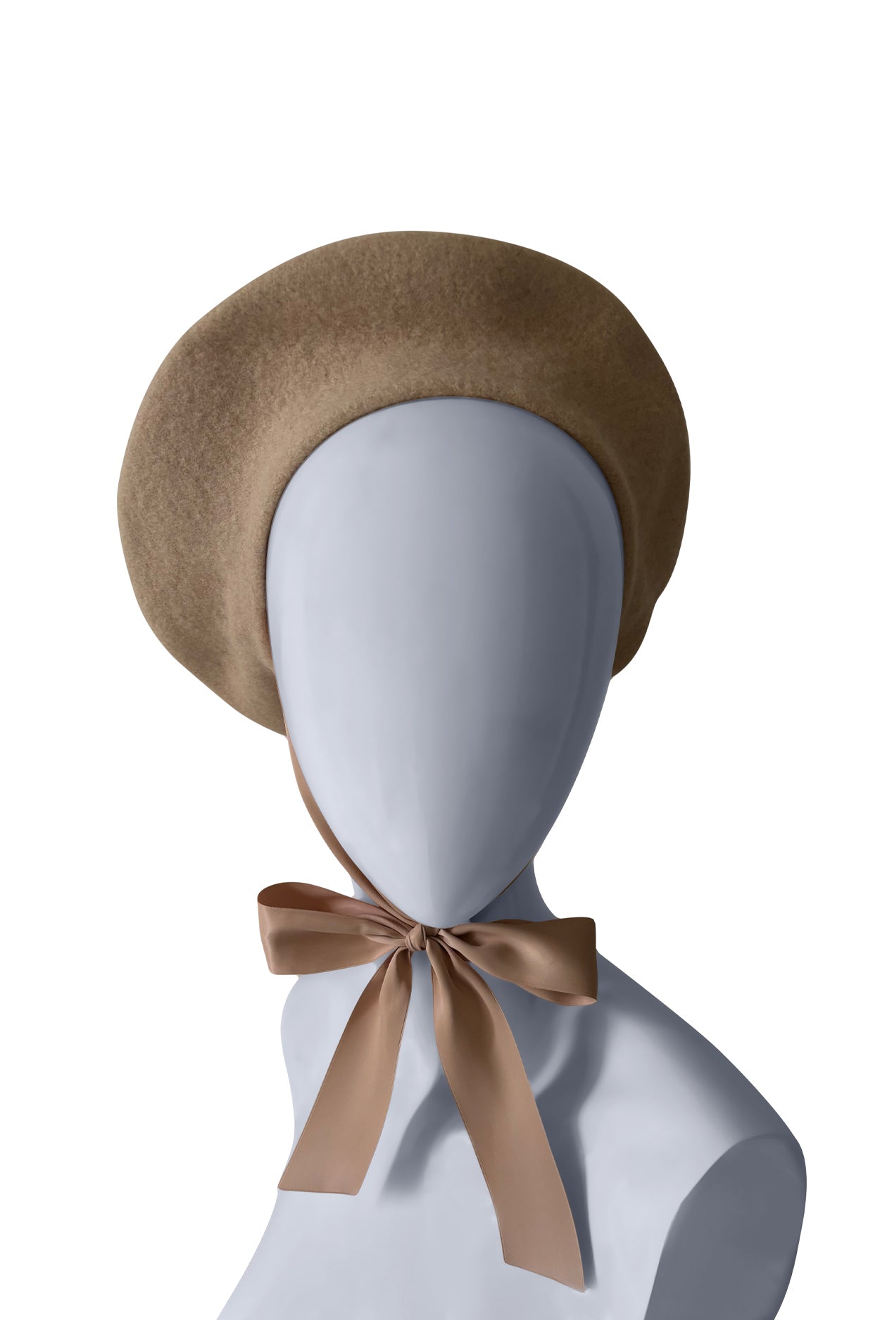 Women\'s Wool Felt Ribbon French Fashion Vintage Millinery Beret Hats Camel SOLENE - Camel Felt Fedora Hat with Double Ribbon Details  main image 4