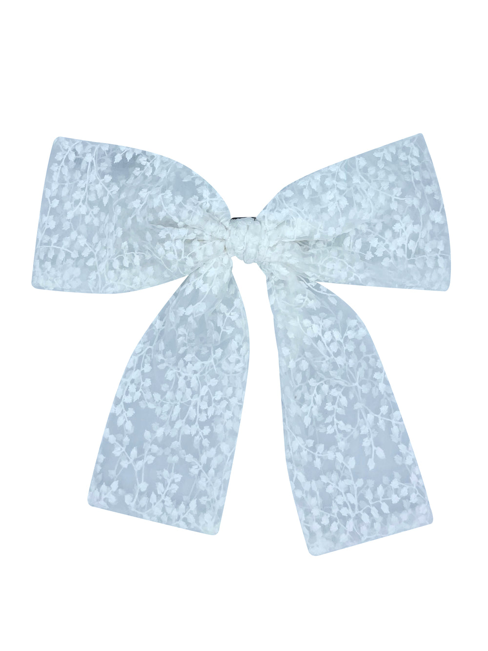 NEW ! Women’s Organza Hair Bows White Leaf Pattern Clips