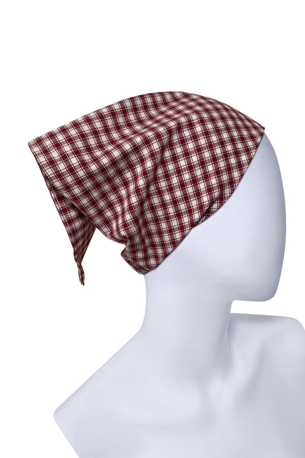 Parisian Style Hair Scarf Red Gingham Checked Bandana ! NEW