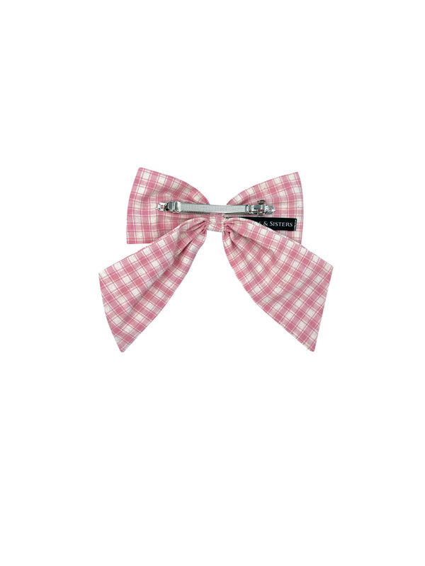 New ! Pink gingham bow clip