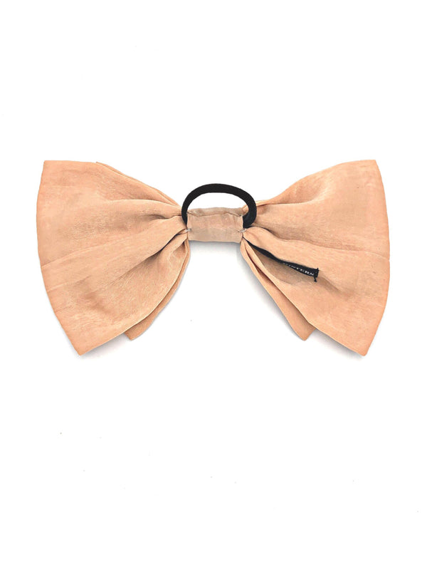 Salmon double bow hair tie