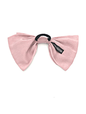 Soft pink double bow hair tie