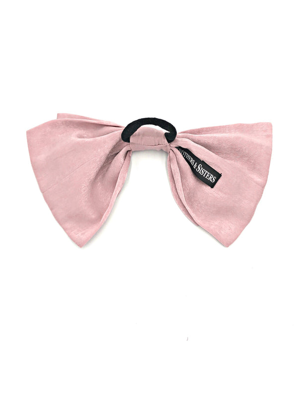 Soft pink double bow hair tie