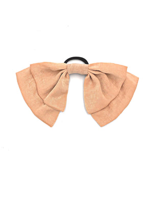 Salmon double bow hair tie