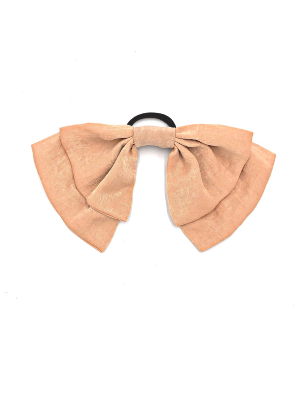 Salmon double bow hair tie