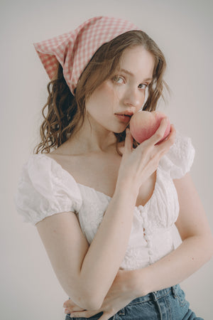 New ! Women’s Hair Bandana Pink Gingham Checked Bandana