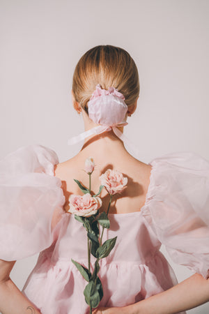 Pink Organza Bun Cover – Balletcore Coquette Scrunchie Hair Accessory