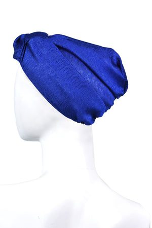 Turban Style Headwrap Blue Turban With a Crossed Knot