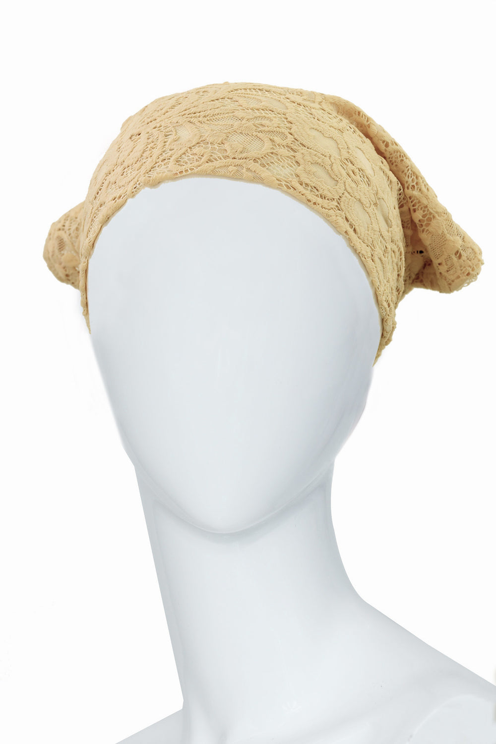 Parisian Style Hair Scarf Dark Beige Lace Bandana