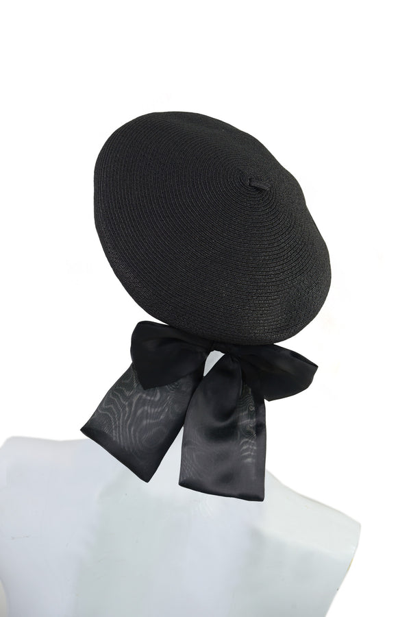 Le béret en paille noeud noir - NEW !