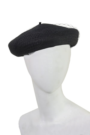 Le beret en paille voilette noir - NEW !