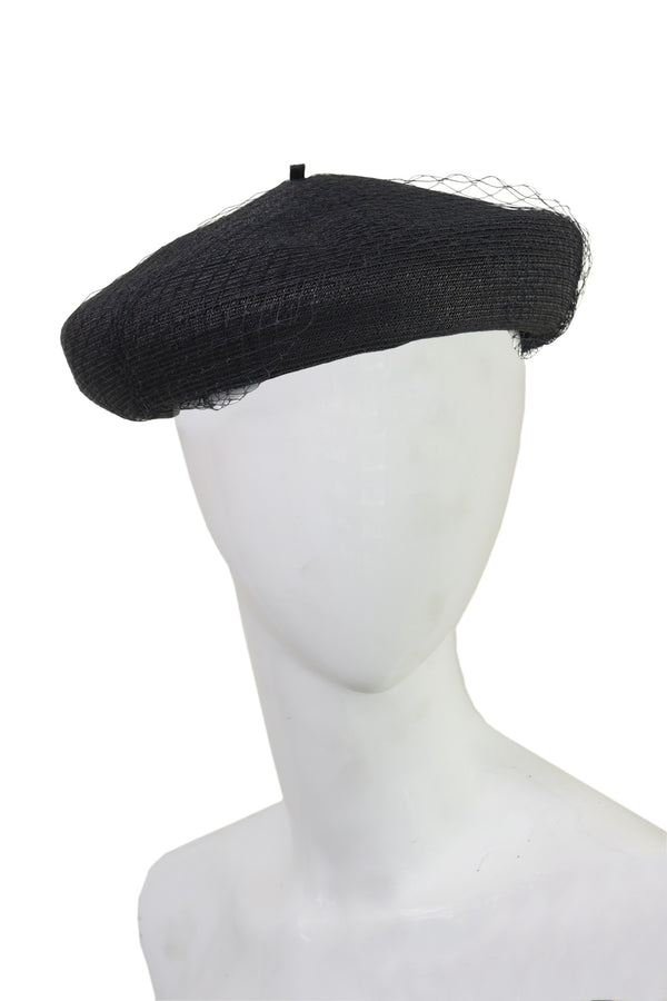 Le beret en paille voilette noir - NEW !