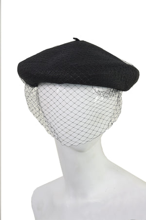 Le beret en paille voilette noir - NEW !