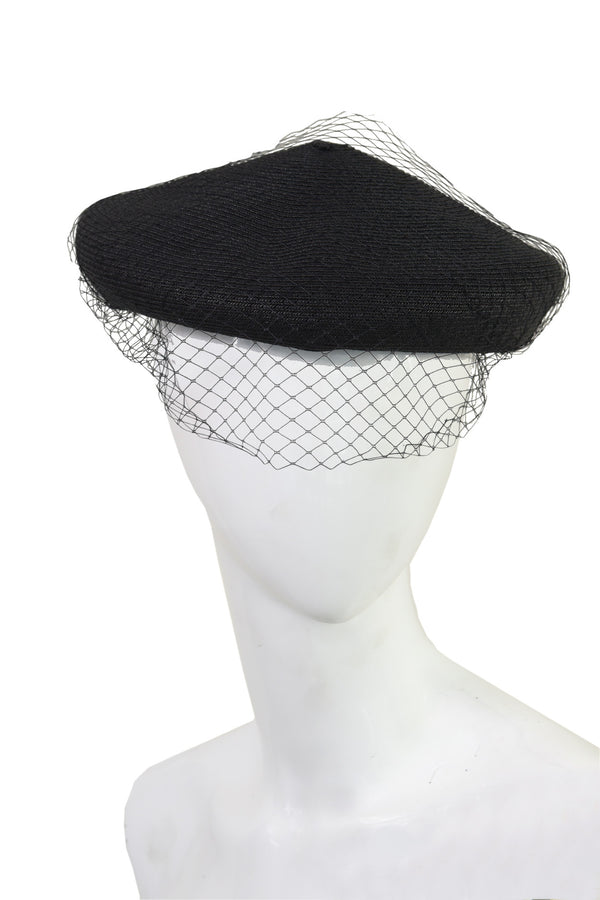 Le beret en paille voilette noir - NEW !