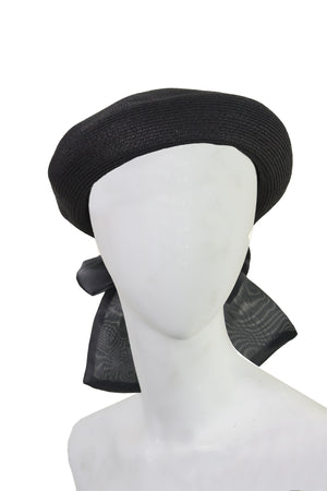 Le béret en paille noeud noir - NEW !