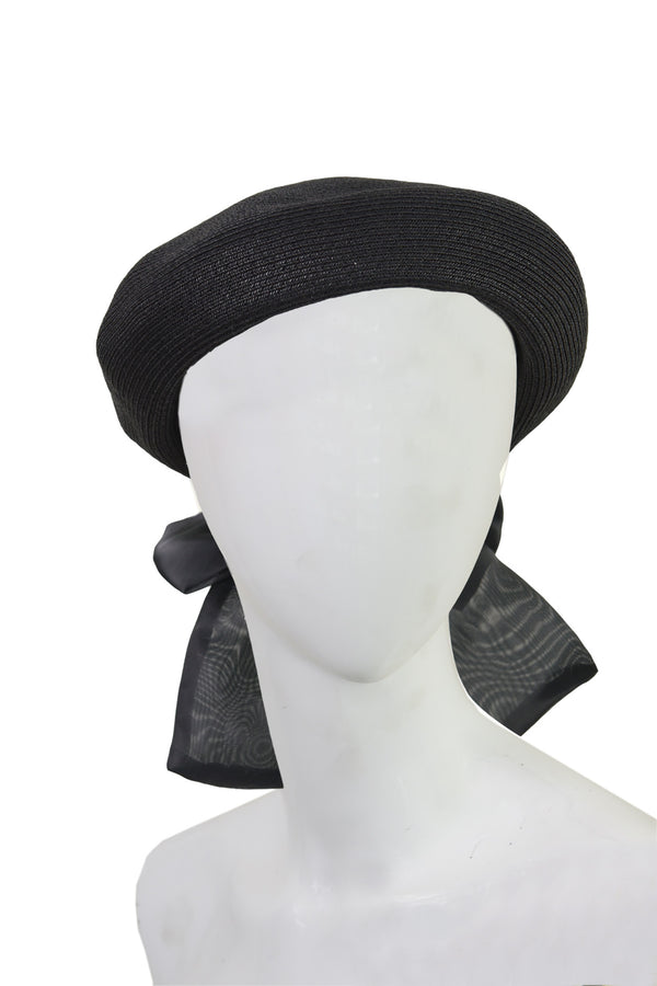 Le béret en paille noeud noir - NEW !