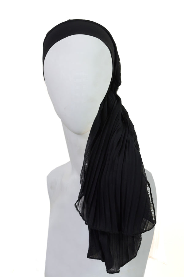 Pleated black headwrap