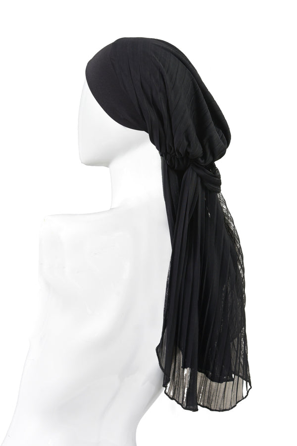Pleated black headwrap