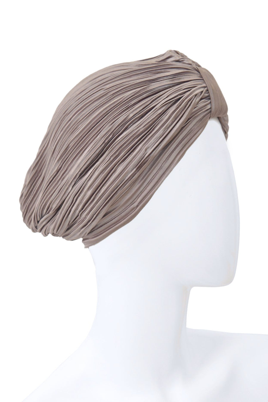 BRUNE Brown Turban made of Pleated Satin