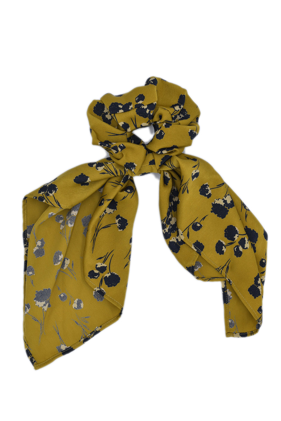 Mustard & flowers scrunchie scarf