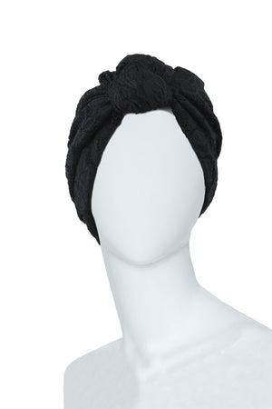 Turban Cap for Women Dentelle Black Knot