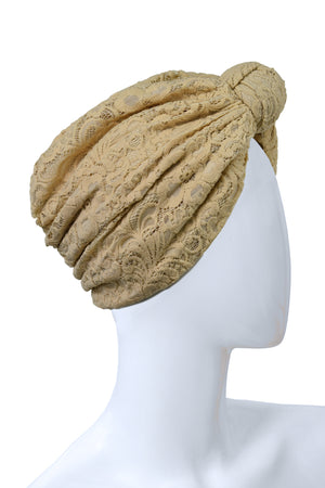 Luxury Turban Headband Dentelle Beige Knot Turban