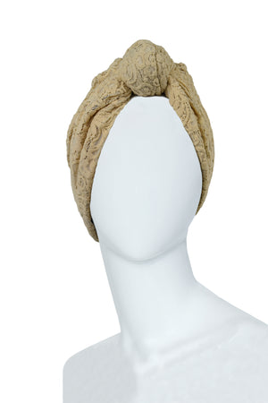 Luxury Turban Headband Dentelle Beige Knot Turban