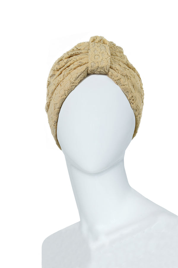 Luxury Turban Headband Dentelle Beige Turban