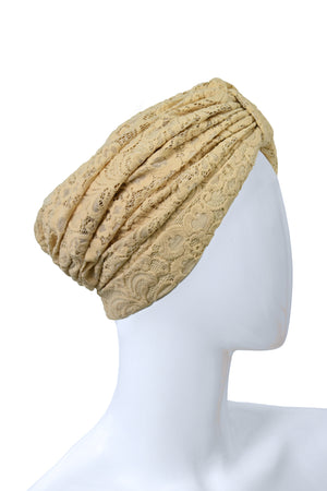 Luxury Turban Headband Dentelle Beige Turban