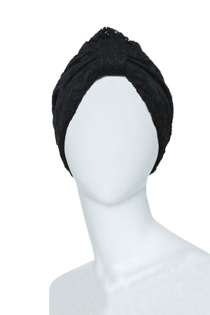 Turban Cap for Women Dentelle Black Turban