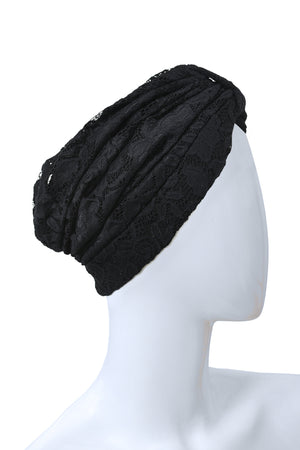 Turban Cap for Women Dentelle Black Turban