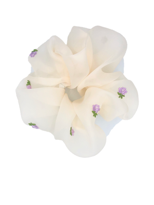 Organza Scrunchie Lavender Flowers Scrunchie