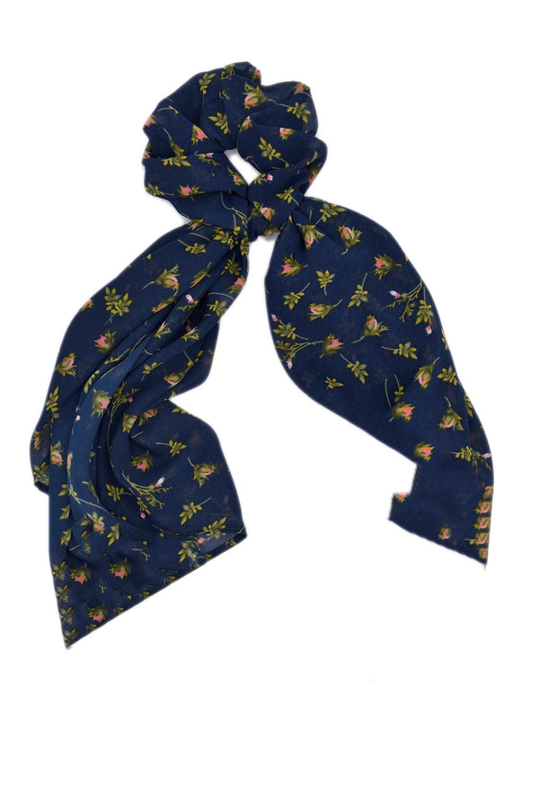 Pink flowers scrunchie scarf