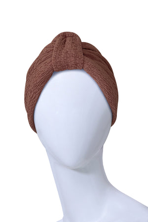 Luxury Turban Headband Brown Crinkle Bercy - NEW !