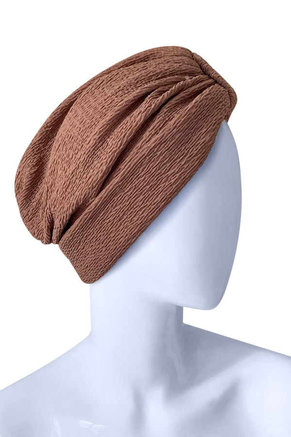Luxury Turban Headband Brown Crinkle Bercy - NEW !