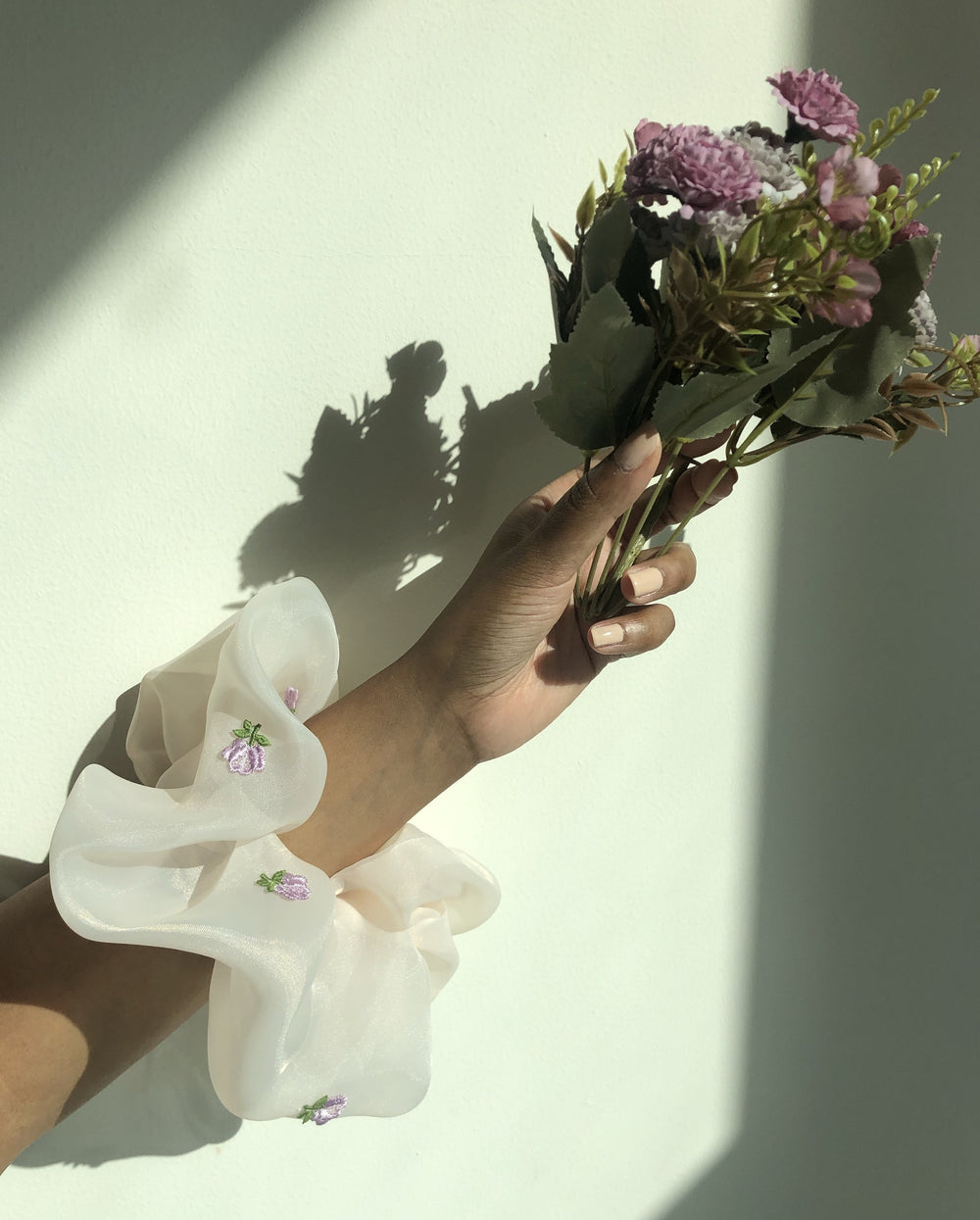 Organza Scrunchie Lavender Flowers Scrunchie