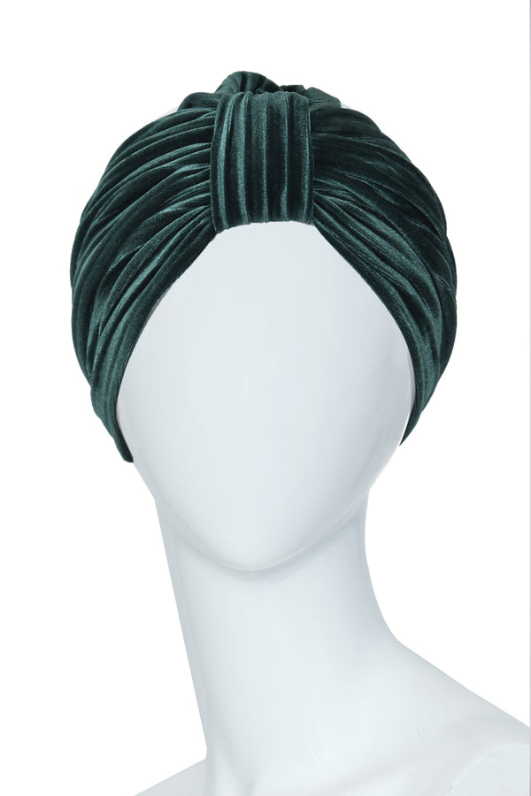 Emerald Green Velvet Turban for Women – Minimalist Elegance