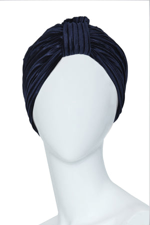 Women velvet navy blue Turban – Sleek & Elegant headwrap