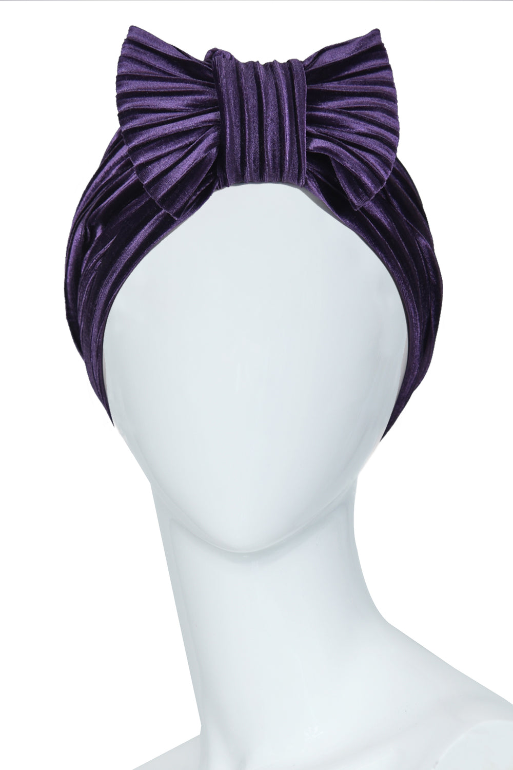 Women’s Purple Velvet Turban with Bow – Bold & Regal
