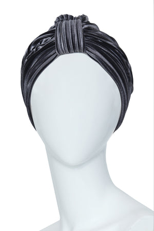 Women’s Grey Velvet Turban – Timeless Everyday Elegance