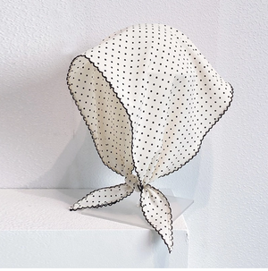 White Polka Dot Triangle Headscarf – Tie-Back Summer Bandana