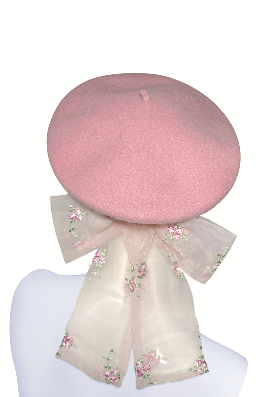 Double pink floral bow beret - NEW ! Limited Edition !
