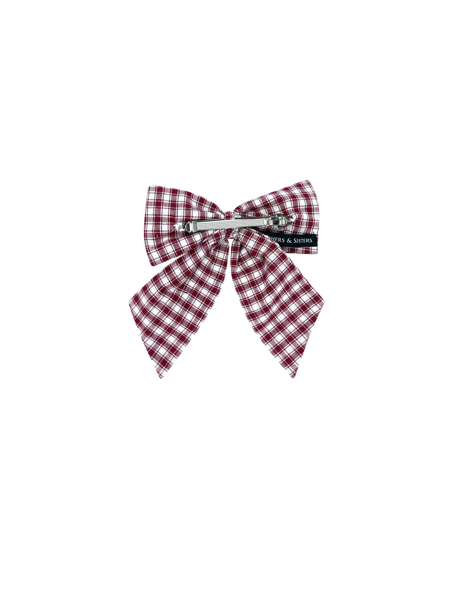 New ! Gingham red bow clip